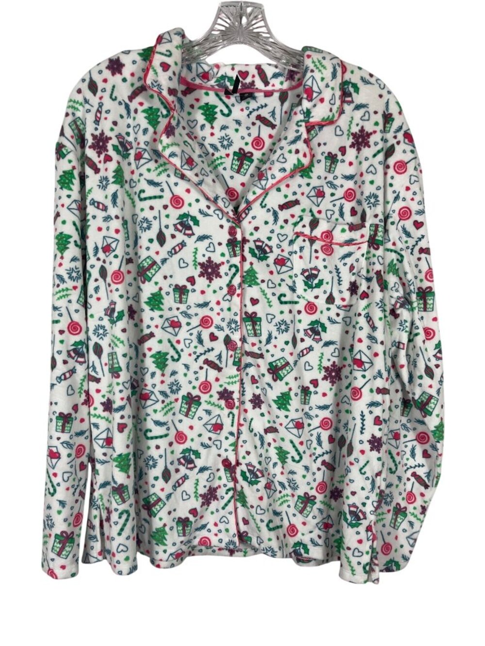Christmas Pajama Top By Kensie Womens Size XL 100% Polyester Festive Print